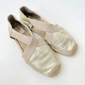 Tory Burch Catalina Espadrille Flats – Metallic Gold Size 6